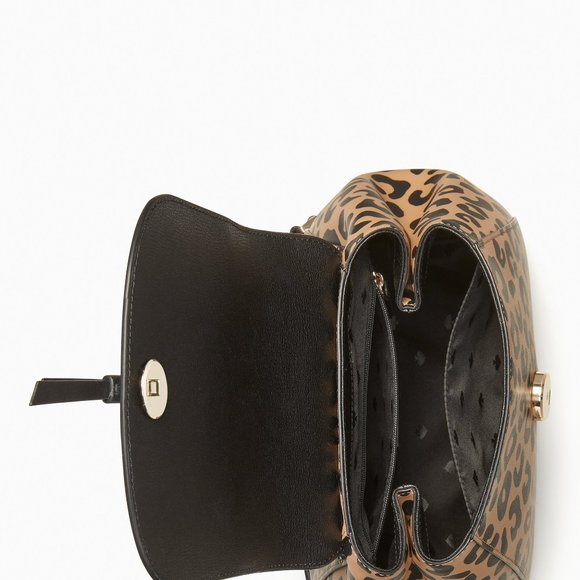 New Kate Spade Adel Leopard Print Medium Flap Backpack Leather Neutral Multi - Picture 2 of 5